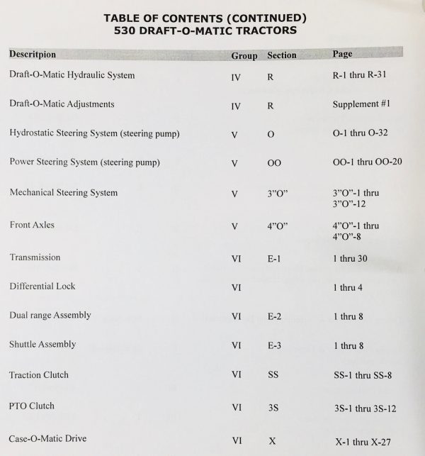 Case 530 Draft-O-Matic Tractor Service Manual Technical Shop Book Overhaul - Image 3