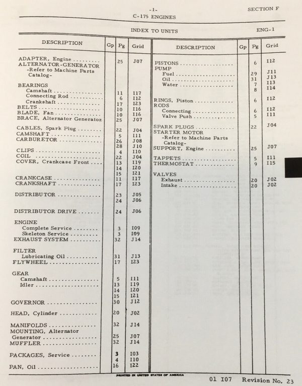 International C-175 4 Cylinder Gas Engine Service Parts Manual Set Repair Shop - Image 4