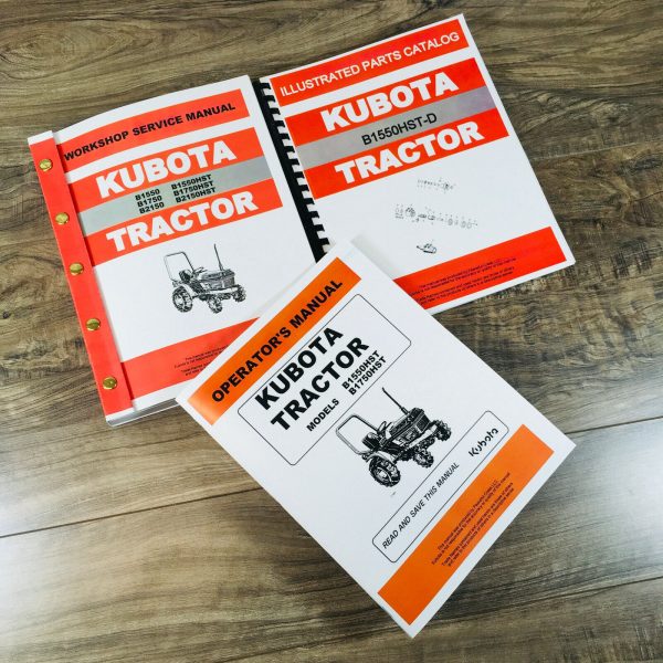 Kubota B1550Hst-D Tractor Service Manual Parts Catalog Operators Repair Shop 4Wd