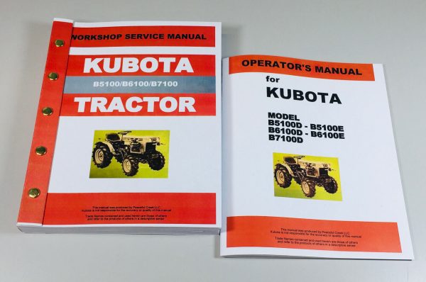 Kubota B5100 B6100 B7100 Tractor Service Operators Repair Shop Manual Book Set