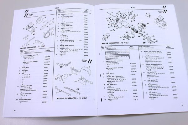 Kohler K301 12Hp Engine Generator Parts Catalog Manual Exploded Views Numbers - Image 4