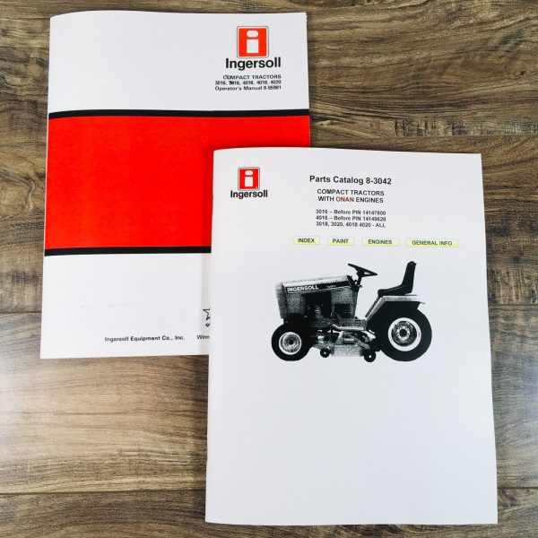 Ingersoll 3016 3018 4016 4018 4020 Compact Tractor Parts Operators Manual Set