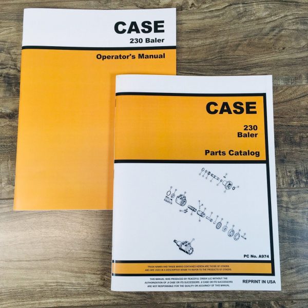 Case Model 230 Baler Parts Catalog Operators Manual Owners Set Assembly Book