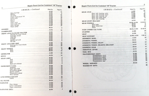 Cockshutt 40 Tractor Parts Manual Catalog Assembly Schematics Exploded Views - Image 3