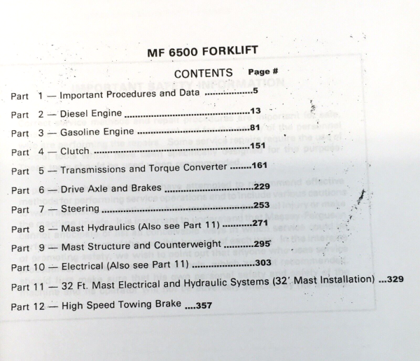 Massey Ferguson 6500 Forklift Service Manual Repair Shop Technical Book Binder - Image 3