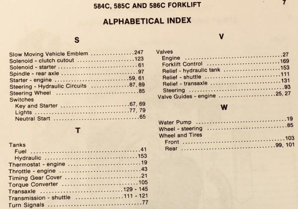 Case 584C 585C 586C Forklift Service Manual Parts Catalog Overhaul Repair Binder - Image 9