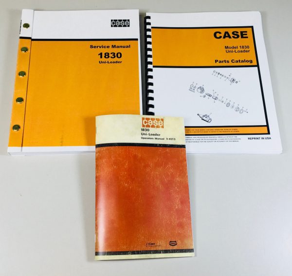 Case 1830 Uni Loader Skid Steer Service Parts Operators Manual Factory Shop Set