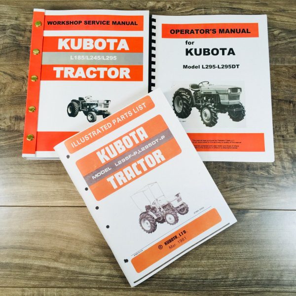 Kubota L295 L295F-P L295Dt-P Tractor Service Manual Parts Catalog Operators Set