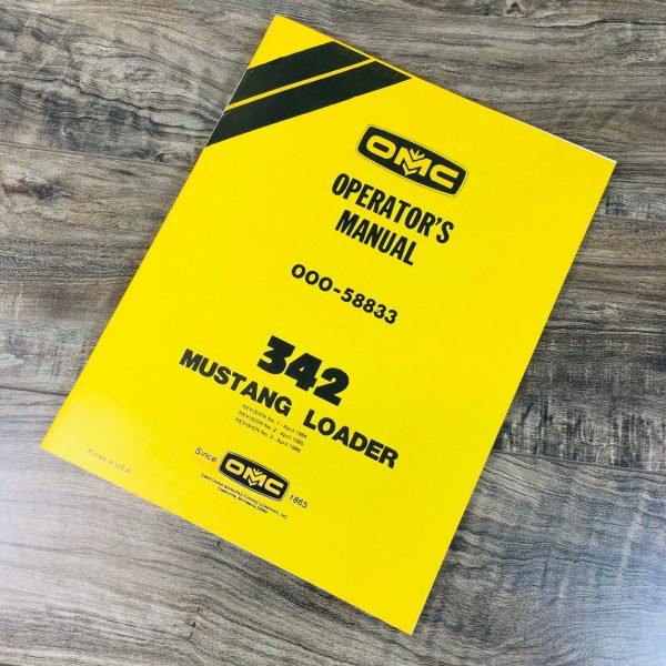 Omc Mustang 342 Skidsteer Loader Operators Manual Owners Book Maintenance