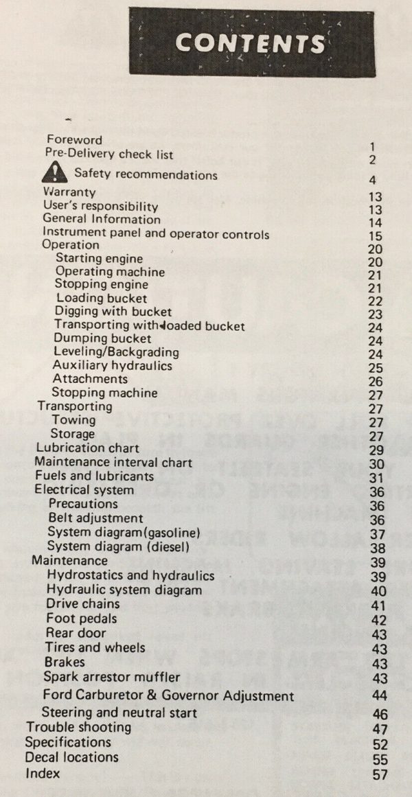 Omc Mustang 342 Skidsteer Loader Operators Manual Owners Book Maintenance - Image 2