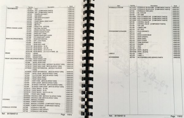 Kubota B1750Hst-D Tractor Parts Assembly Manual Catalog Exploded Views Numbers - Image 3