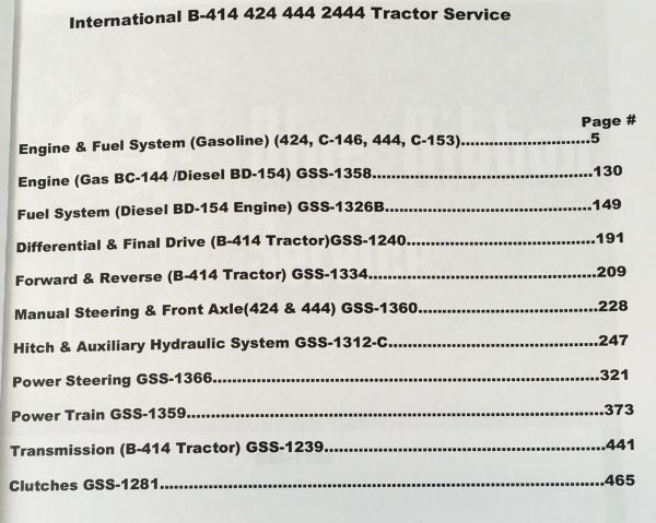 International 444 2444 Diesel Tractor Service Parts Manual Set Repair BD-154 IH - Image 2