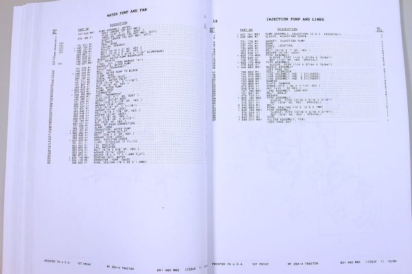 Massey Ferguson 254-4 Tractor Parts Catalog Manual Exploded Views Numbers - Image 7