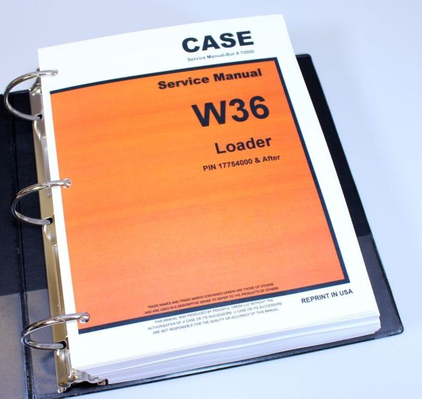 Case W36 Pay Loader Articulated Service Technical Manual Repair Shop In Binder - Image 8