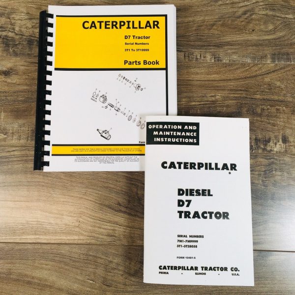 Caterpillar D7 Crawler Tractor Parts Operators Manual Set Book S/N 3T1-3T19999