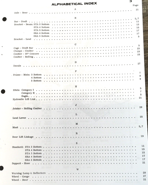 Case SRA & STA Series Semi-Mounted Tractor Plow Parts Manual Book 3 4 5 Bottom - Image 2