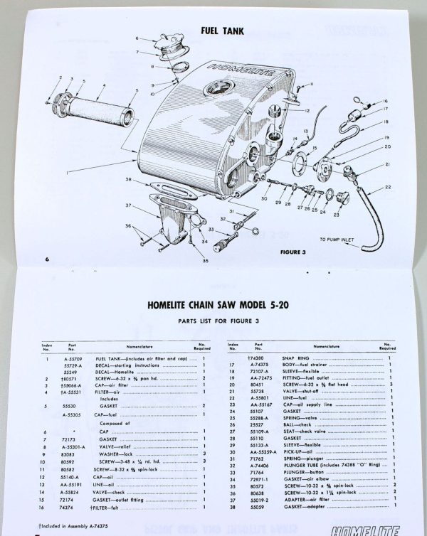 Homelite 5-20 Chainsaw Parts List Assembly Manual Catalog Exploded Views - Image 4