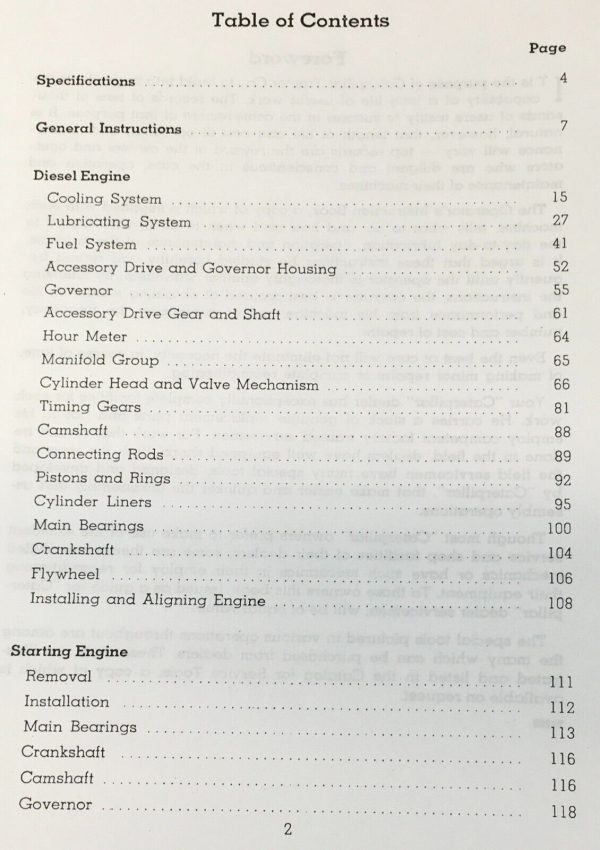 Service Manual For Caterpillar Diesel Engines 5 3/4 Bore 4 Cylinder For D8800 D7 - Image 2