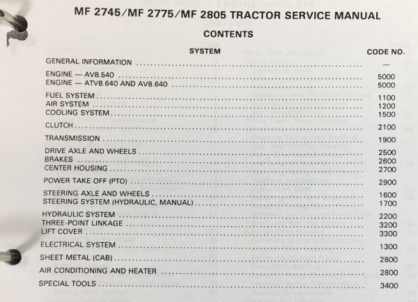 Massey Ferguson 2745 2775 2805 Tractor Service Manual Repair Shop Technical - Image 3