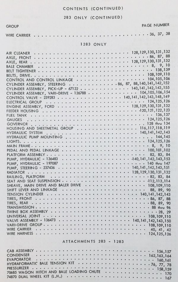 Sperry New Holland Hayliner 283 1283 Baler Self-Propelled Parts Catalog Manual - Image 3