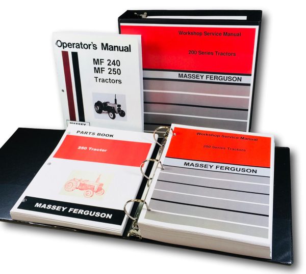 Massey Ferguson 250 Tractor Service Parts Operators Manual Shop Repair Shop Set