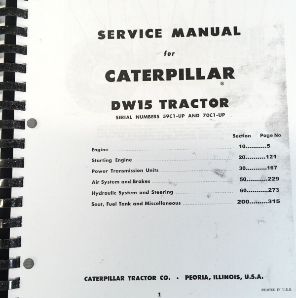 Service Manual For Caterpillar DW15 Tractor Technical Workshop 59C1-Up 70C1-Up - Image 2