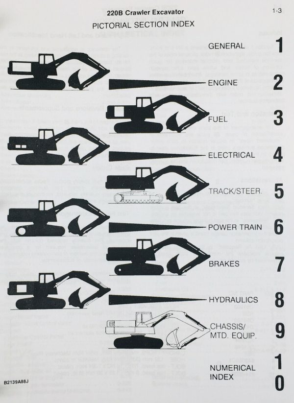 Case 220B Crawler Excavator Technical Service Parts Operators Manual Shop Set - Image 10