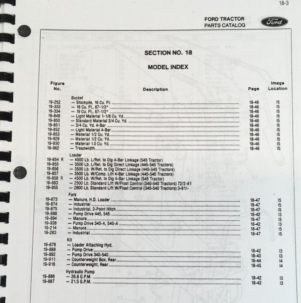 Ford 745 Loaders Parts Manual Catalog for 540 340A 540 540A 540B 445 Tractors - Image 4