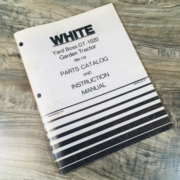White Yard Boss Gt-1020 Garden Tractor Parts Catalog Instruction Operator Manual