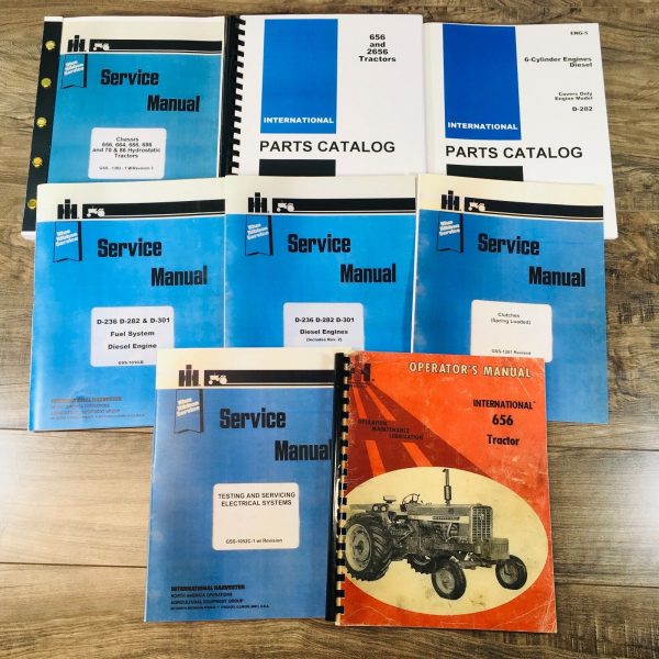 Farmall International 656 Diesel Tractor Service Parts Operators 8 Manual Set IH