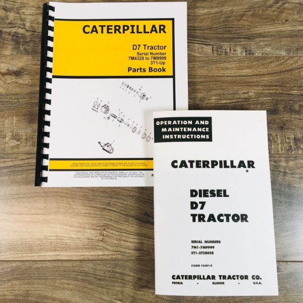 Caterpillar D7 Crawler Tractor Parts Operators Manual Set Book S/N -7M9999 CAT