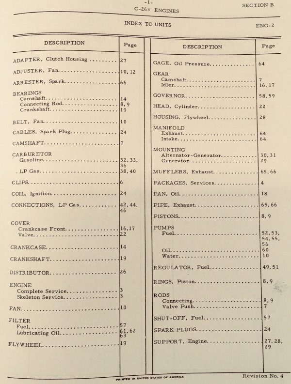 Farmall International 656 2656 Tractor Gas Engines Service Parts C-263 Manual - Image 2