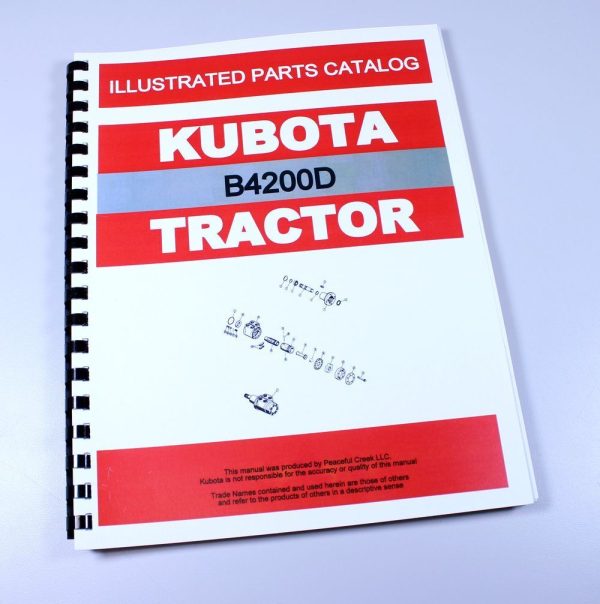 Kubota B4200D Tractor Parts Assembly Manual Catalog Exploded Views Numbers