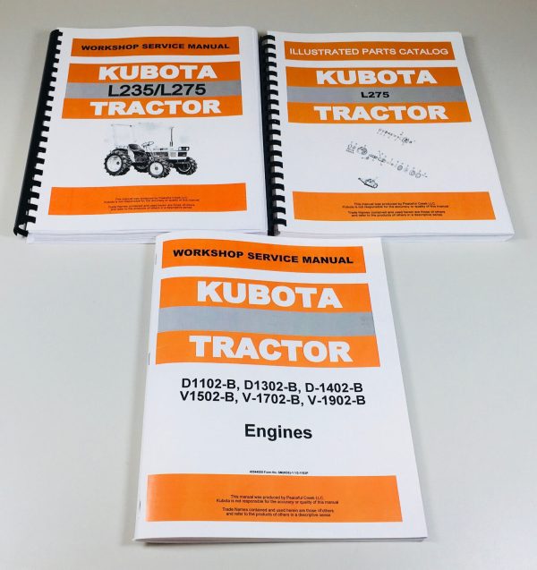 Kubota L275 Tractor Service Repair Manual Technical Shop Book Parts Catalog Set