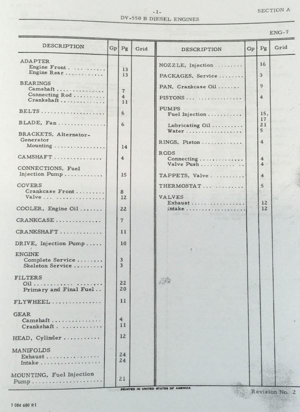 International Dv550B 8 Cylinder Diesel Engine Parts Manual Catalog Book Assembly - Image 2