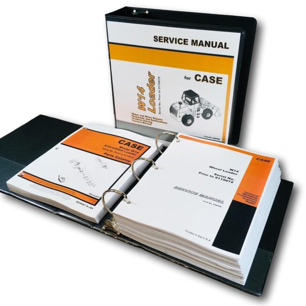 Case W14 Wheel Loader Service Manual Parts Catalog Shop Set SN Prior to 9119672