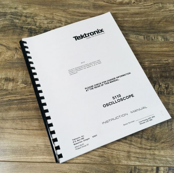 Tektronix 5110 Oscilloscope Operators Manual Owners Book Maintenance Adjustments