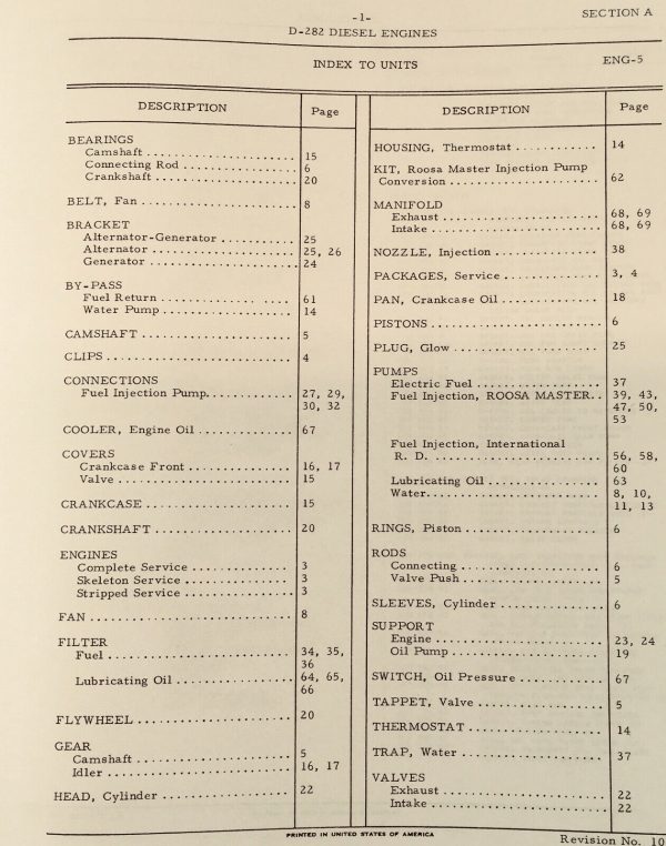 Farmall International D-282 Diesel Engine 6 Cylinder Service Parts Manual Set - Image 5