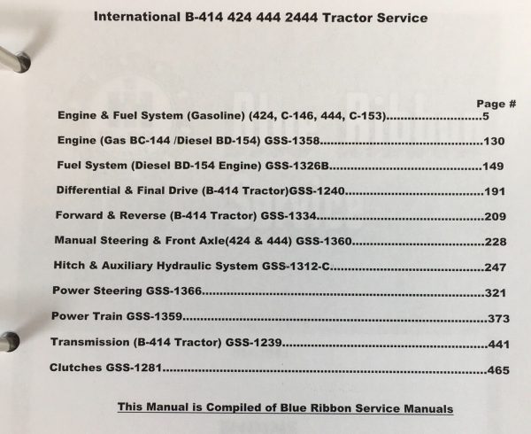 International B-414 424 2424 444 2444 Tractor Service Manual Set Repair Workshop - Image 3