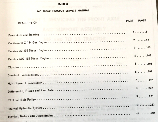 30 35 50 Tractor Service Manual Massey Ferguson MF 35 50 MF30 MF50 TO35 F-40 - Image 2