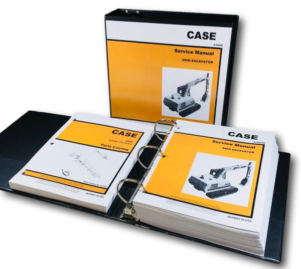 Case 880D Excavator Trackhoe Service Manual Parts Catalog Repair Shop Book Set