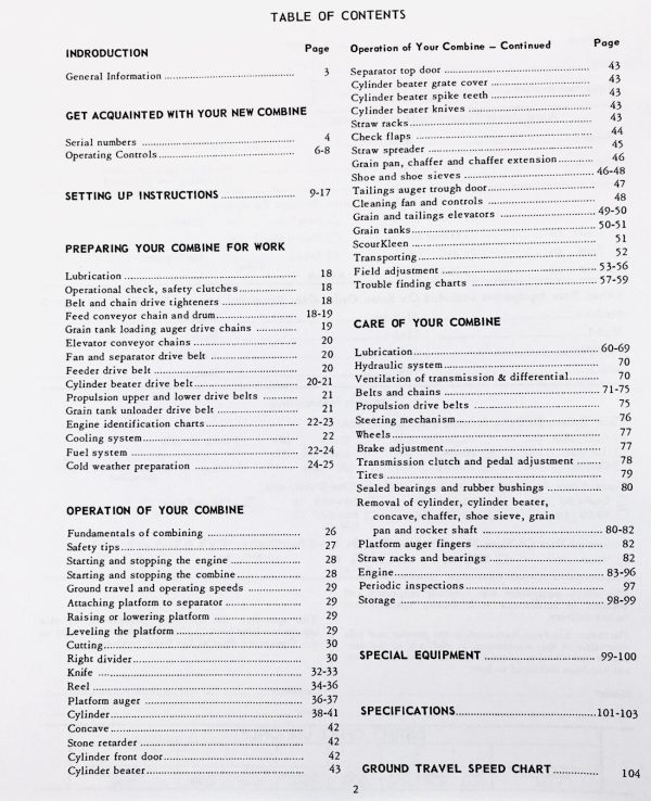 International Mccormick 203 Combine Owner Operators Manual Book Maintenance - Image 2