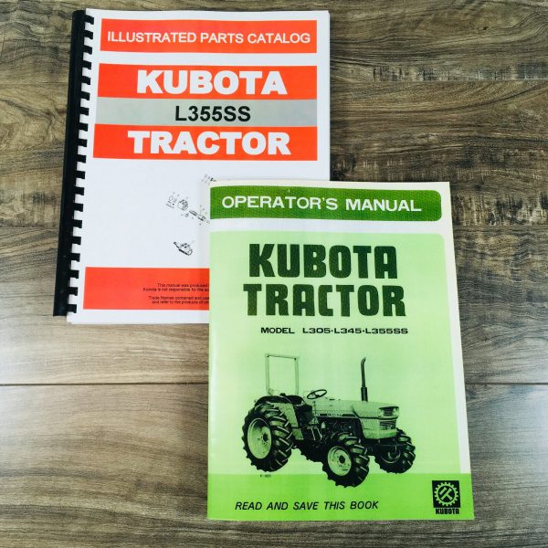 Kubota L355Ss Shuttle Shift Tractor Manual Parts Catalog Operators Owners 4Wd