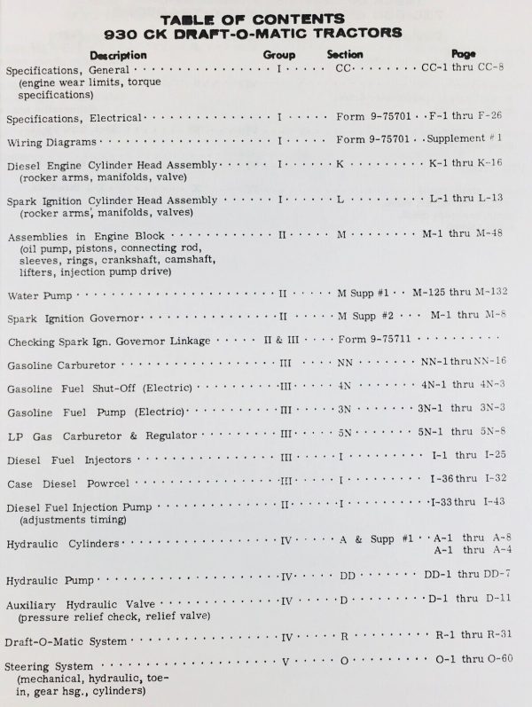 Case 930 931 932 Tractor Service Manual Parts Operators Set SN 8229002-After - Image 4