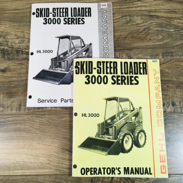 Gehl 3000 HL3000 Skid Steer Loader Parts Operators Manual Set Owners Catalog