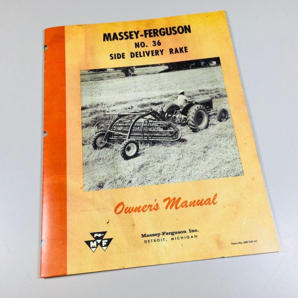 Massey Ferguson Mf 36 Side Delivery Rake Owner Operators Manual Hay