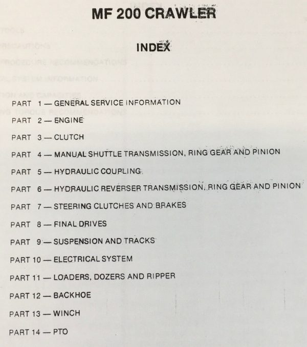 Massey Ferguson 200 200B Crawler Service Manual Repair Shop Workshop Dozer Load - Image 2