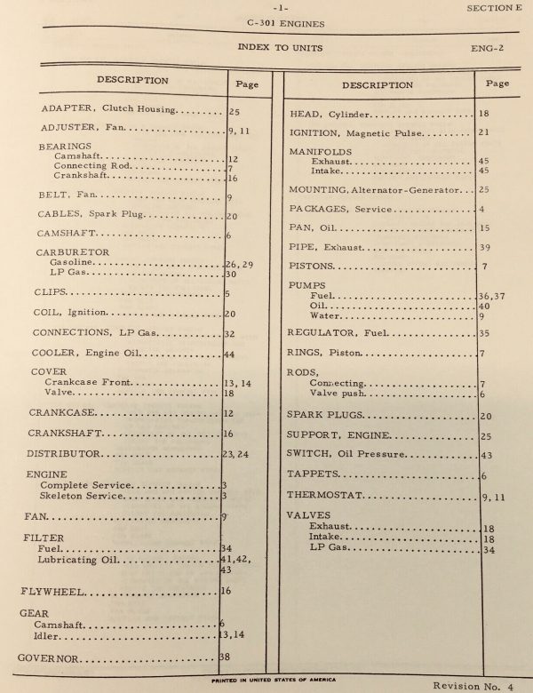 International 616 622 Cotton Pickers C301 6 Cyl Engine Service Parts Manual Set - Image 3