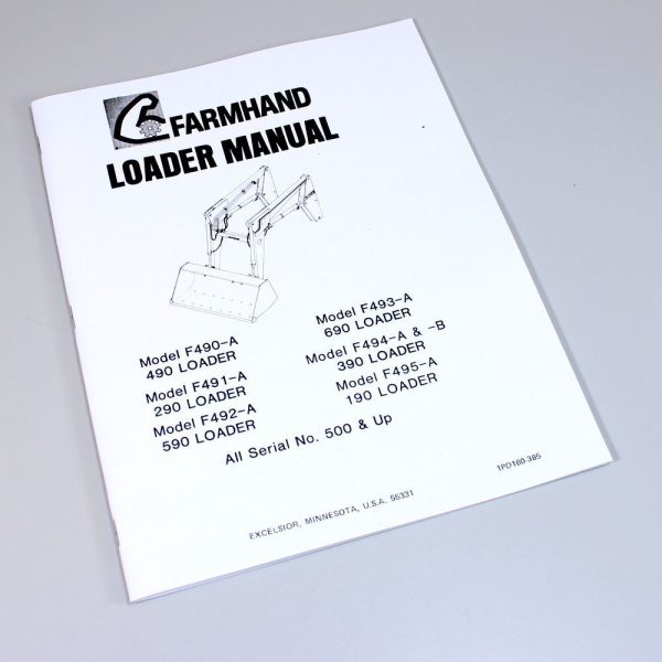 Farmhand 490 290 590 690 390 190 Farm Loader Operators Owners Manual Parts List