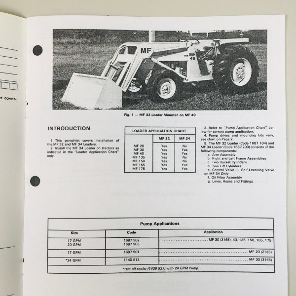 Massey Ferguson Mf 32 34 Loader Assembly Predilivery Instructions Owners Manual - Image 2